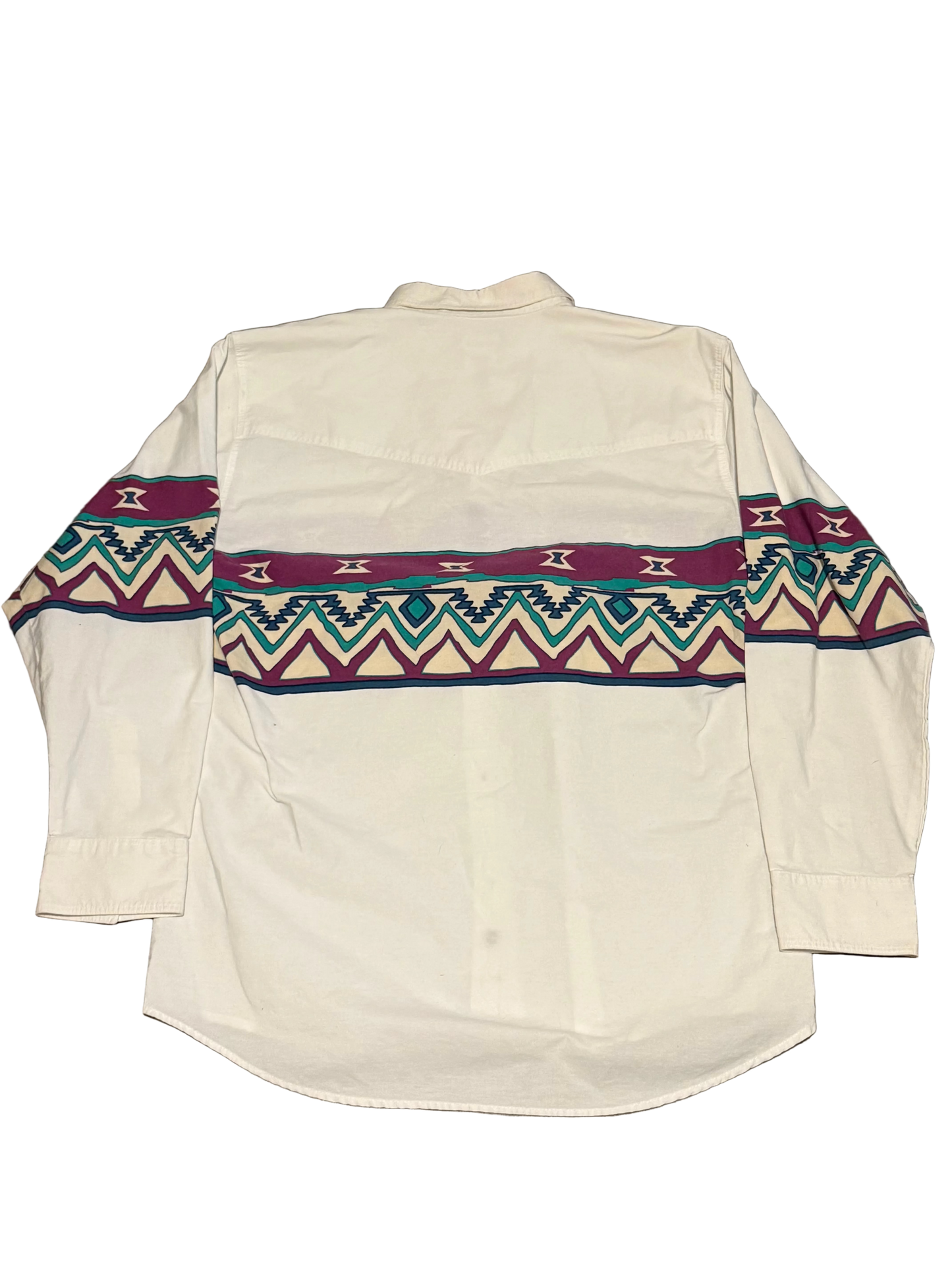 Aztec wrap Western button-up white XL