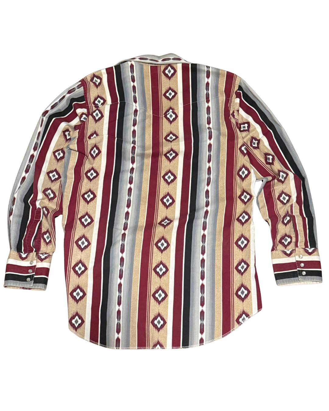 Vintage 90s wrangler pearl snap Western print men’s-XL Long