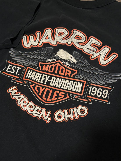 Black Single stitch 90s Harley Davidson RPMS “THINK FAST”- Large