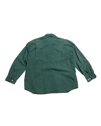 Vintage Columbia sportswear, hunting long sleeve quilted green shirt with small wheat embroidered. -XL