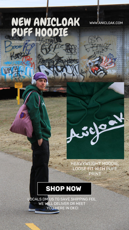 Nature Fern green ANICLOAK Puff Print Heavyweight Hoodie