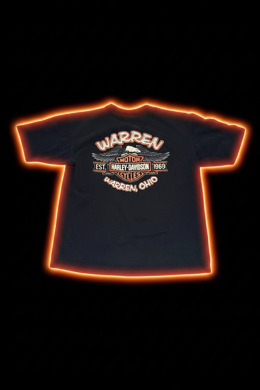 Black Single stitch 90s Harley Davidson RPMS “THINK FAST”- Large