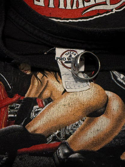 2000s Arkansas biker chick black tee-L
