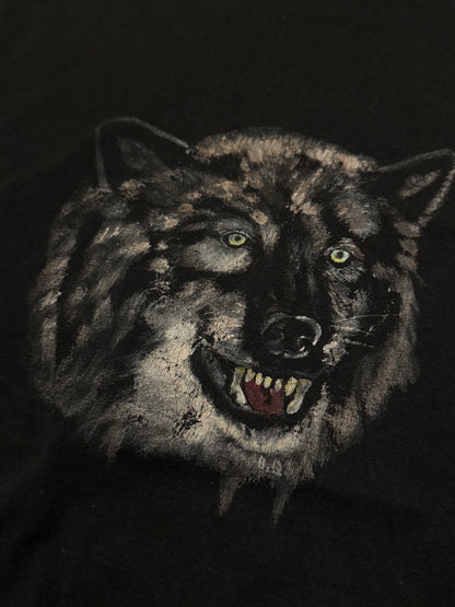Vintage black, single stitch women’s medium wolf, blackout tee