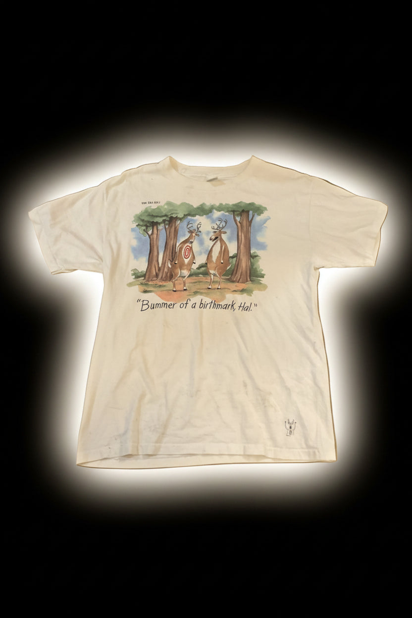 Vintage 1989 Far side Bummer Birthmark Hal Comic TShirt -XL