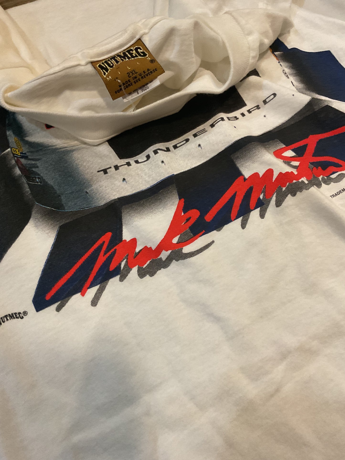 Vintage 90s Nutmeg Mark Martin #6 Valvoline Ford Thunderbird NASCAR T-Shirt 2XL