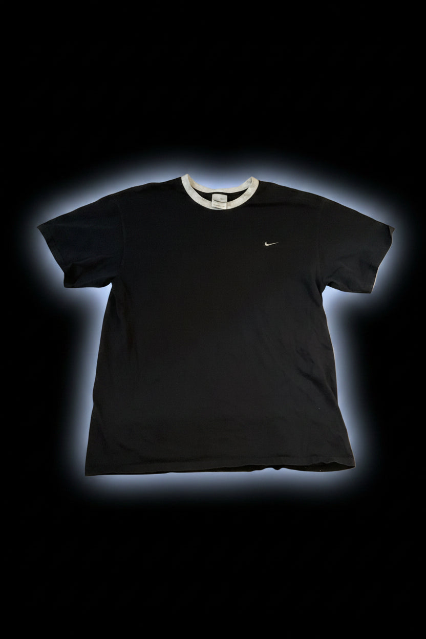 Y2K black gray collar lined T-shirt/XL