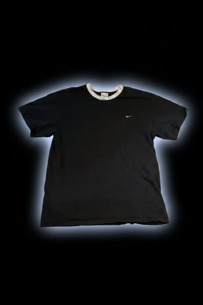 Y2K black gray collar lined T-shirt/XL
