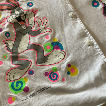 1994 Looney Tunes, Medium baseball 70 style art button up. - MEDIUM