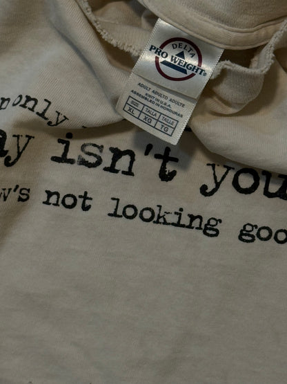 2000s white Delta joke, humor grungy text. -XL