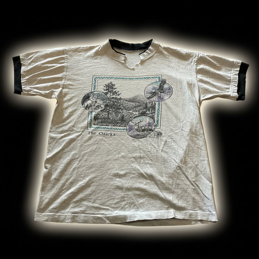 Vintage 90s Ozark Nature Wolf T-shirt- Large
