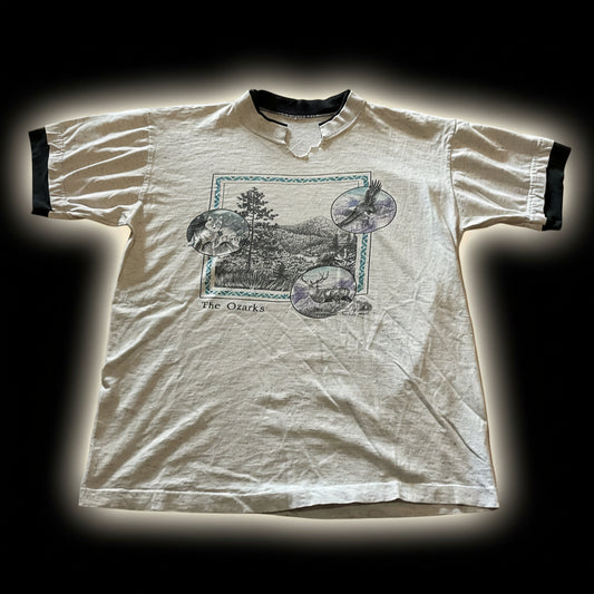 Vintage 90s Ozark Nature Wolf T-shirt- Large
