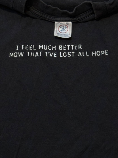 Grunge Style Vintage Delta Pro Weight “I feel much better now that I’ve lost all hope” T-shirt.-XL