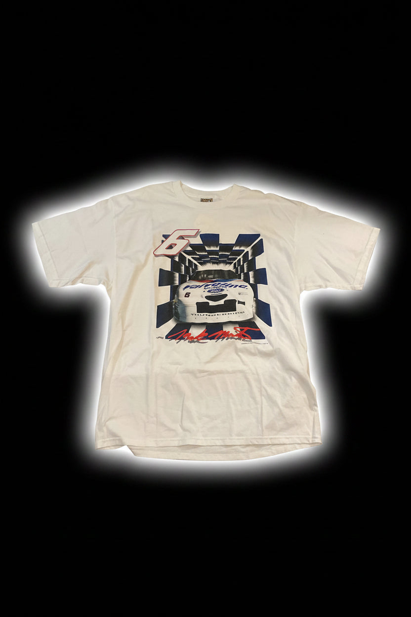 Vintage 90s Nutmeg Mark Martin #6 Valvoline Ford Thunderbird NASCAR T-Shirt 2XL