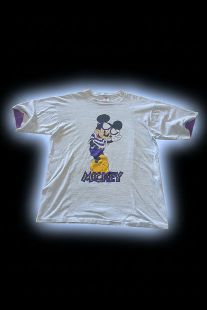 vintage 90s Disney wear Mickey Mouse purple glasses, striped shirt size- Large