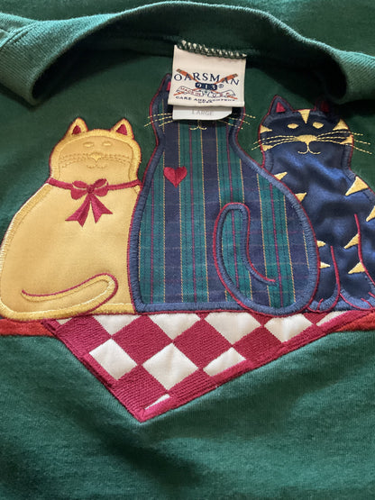 90s Vintage cat picnic green size:  Large