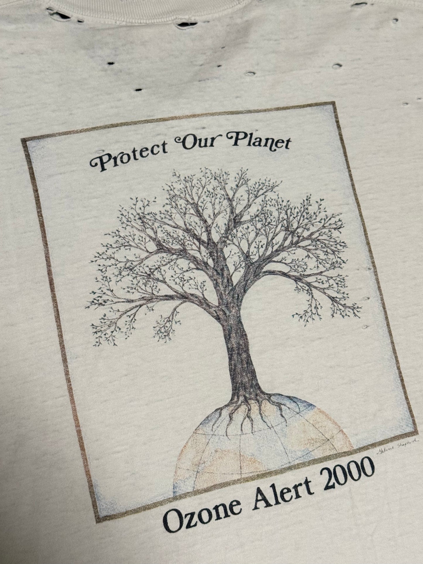 Vintage Distressed thrashed y2k “ozone alert, protect our planet” men’s XL