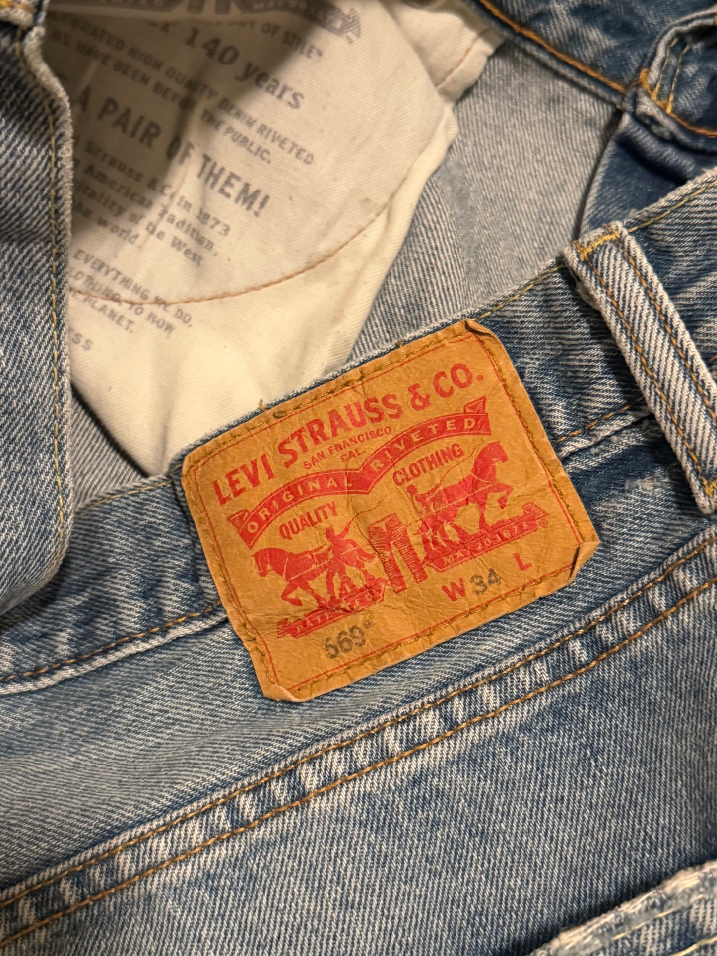 Baggy Levi 569 Blue Denim size 34 waist