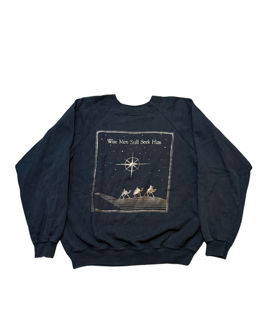 Wise men still seek him black (Jesus crewneck)-XL