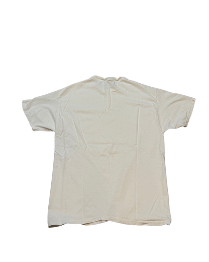 White distressed 90s The Beach Patrol (kitty tee) -L
