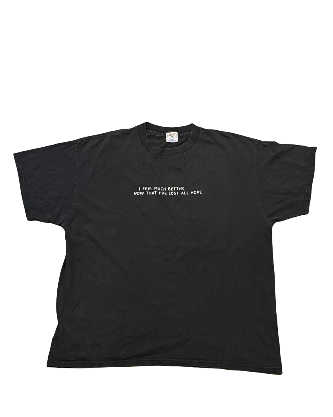 Grunge Style Vintage Delta Pro Weight “I feel much better now that I’ve lost all hope” T-shirt.-XL