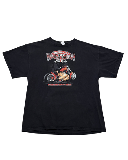 2000s Arkansas biker chick black tee-L