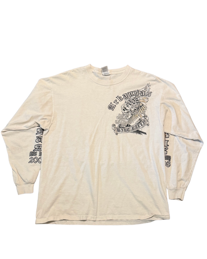 2000s long sleeve Arkansas white biker Tee-L