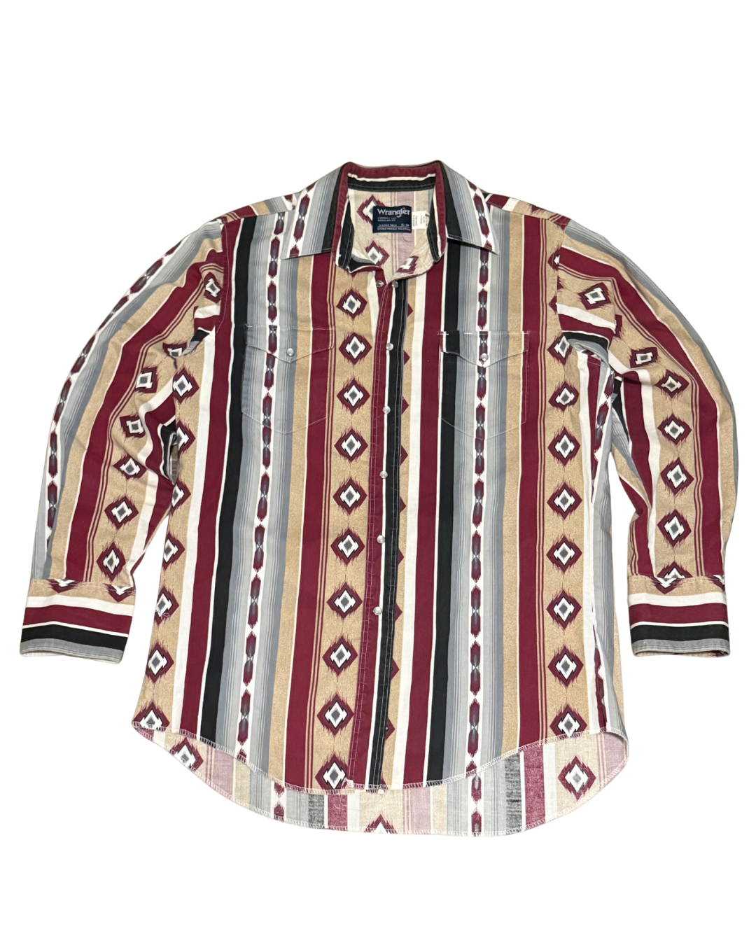 Vintage 90s wrangler pearl snap Western print men’s-XL Long