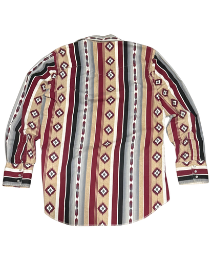 Vintage 90s wrangler pearl snap Western print men’s-XL Long