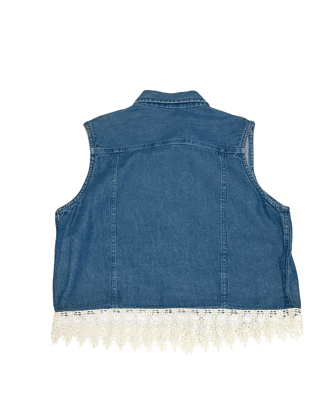 Vintage white lace denim vest women’s large