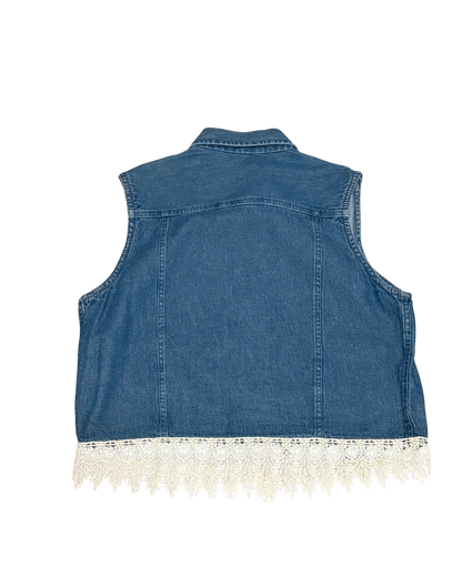 Vintage white lace denim vest women’s large