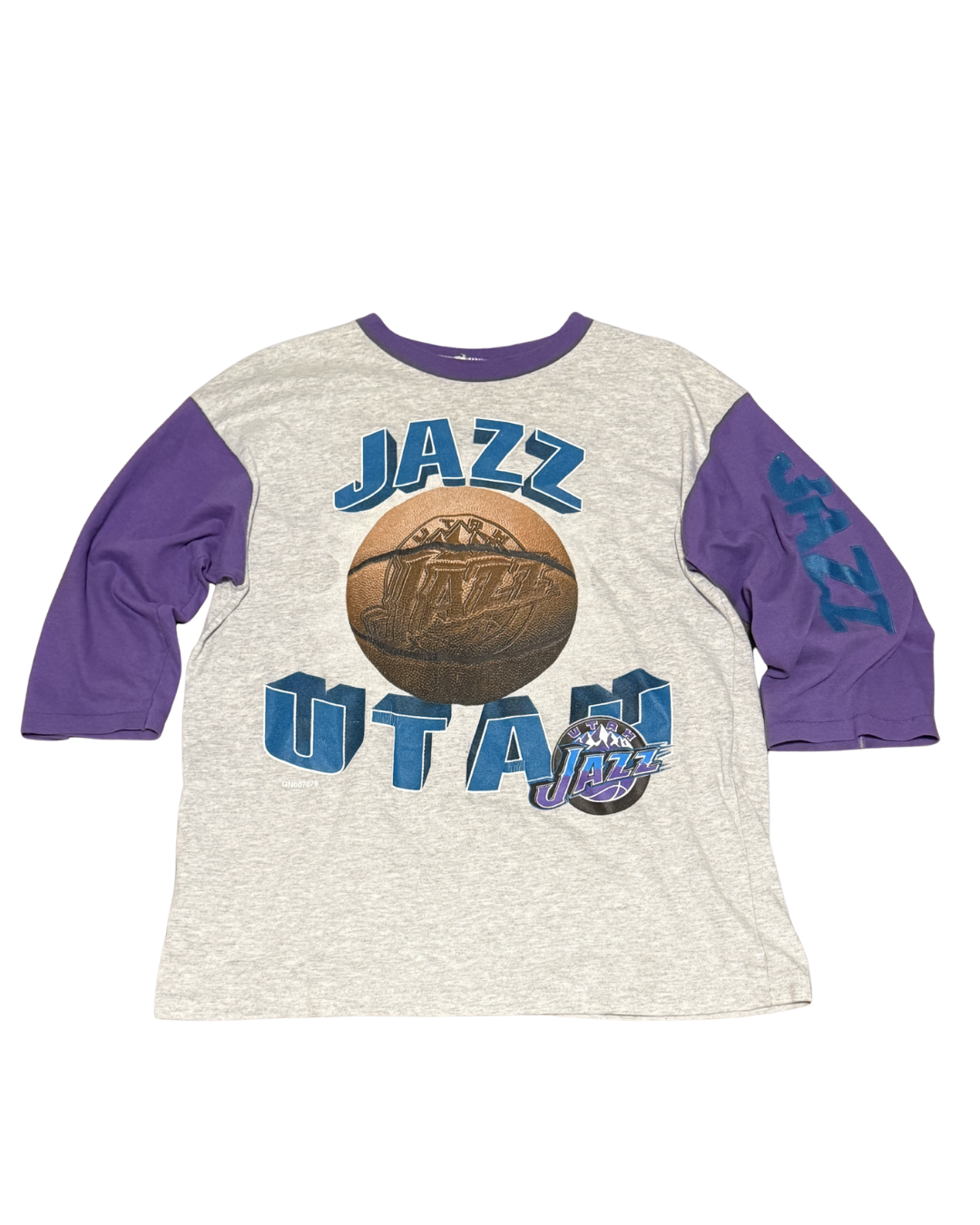 Vintage 90s Utah Jazz Raglan 3/4 Sleeve 3D T-Shirt - Men’s Medium