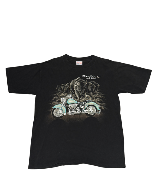 Vintage All Sport Buffalo New York Motorcycle Graphic T-Shirt - Large